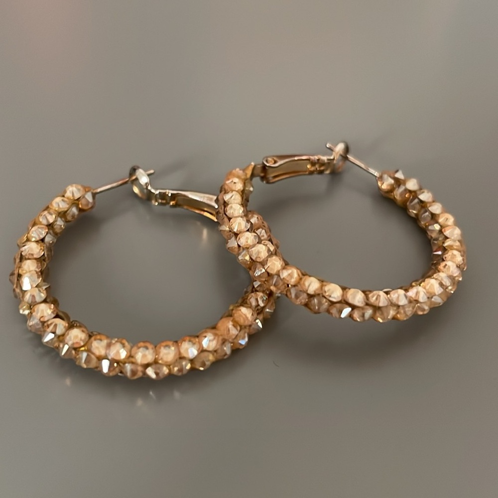 Swarovski Ballroom gold color small hoops